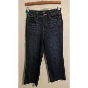 Judy Blue Jeans Womens 7/28 Dark Wash Wide Leg Raw Hem Cropped Stretch JB82517DK